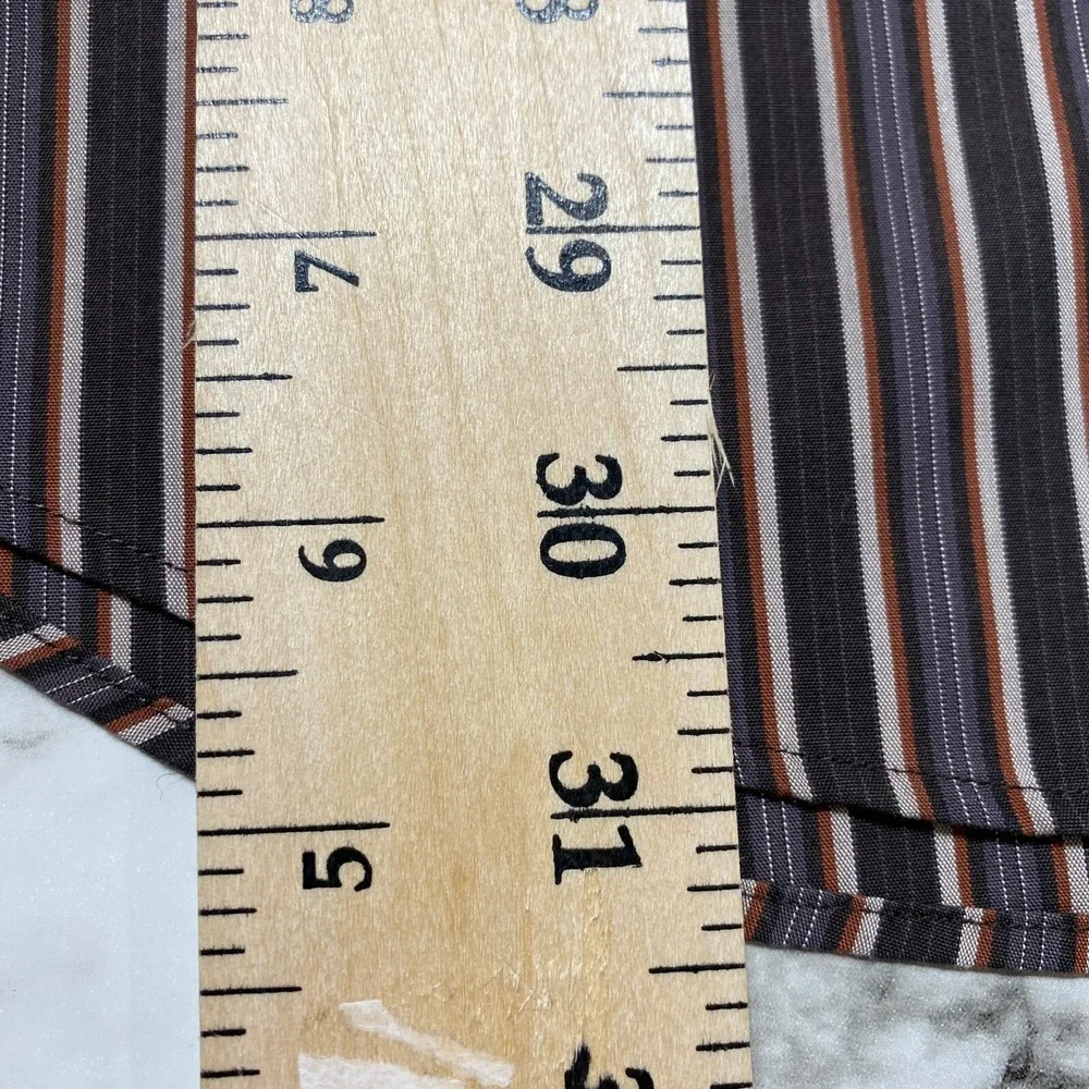 Banana Republic‎ Slim Fit Non Iron Mens Dress Shirt Sz 16-16 1/2 Brown Striped